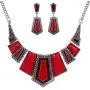 YAZILIND Vintage Ethnic Tibetan Silver Irregular Rhinestone Bib Collar Earrings Necklace Jewelry Set YAZILIND Vintage Ethnic Tibetan Silver Irregular Rhinestone Bib Collar Earrings Necklace Jewelry Set