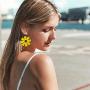 Gmillions Wood material Flower Tassel Earrings Dangle Drop Silver French Hook Jewelry for Womens