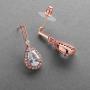 Mariell Rose Gold Cubic Zirconia Wedding Drop Earrings for Women, Jewelry for Bride, Prom, Bridesmaids
