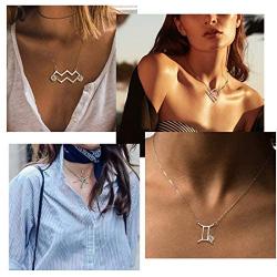 Zodiac Sign Necklace 925 Sterling Silver 12 Constellation Pendant & Rings Horoscope Astrology Jewelry Crystal Cubic Zirconia Birthday