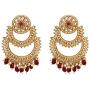 SANARA Indian Bollywood Exclusive Ruby Stone Pearl Trendy & Shiny for Wedding Outfit and Traditional Gatherings Earrings Set Jewelry
