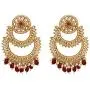 SANARA Indian Bollywood Exclusive Ruby Stone Pearl Trendy & Shiny for Wedding Outfit and Traditional Gatherings Earrings Set Jewelry
