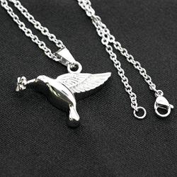 NEW Hummingbird Cremation Jewelry Love Bird URN Necklace Memorial Keepsake Pendant，Carved Locket Stainless Steel Keepsake Waterproof Memorial Pendant for Love,With Tool