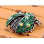Alilang Antique Silvery Tone Shine Crystal Rhinestones Ladybug Beetle Insect Brooch Pin
