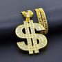 Gold Chain with Dollar Sign Big Money Necklaces for Men Women,Stainless Steel Iced Out Rhinestone Jewelry,Fashion Pendants with 28 Inches Chain