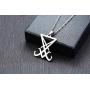 Mens Necklace Stainless Steel Sigil of Lucifer Seal of Satan Baphomet Pendant with Chain 22 Inch