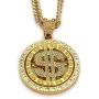 MLARK Mens Hip Hop Necklace 18k Gold Plated Dollar Sign Rapper Pendant Necklace with Drill 30 inches Cuban Chain