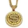 MLARK Mens Hip Hop Necklace 18k Gold Plated Dollar Sign Rapper Pendant Necklace with Drill 30 inches Cuban Chain