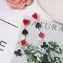 Unique Funny Playing Cards Pattern Dangle Drop Earring Personality Asymmetric Acrylic Spades Hearts Plum Poker Earrings for Women Girls Gift Statement Nightclub Party Jewelry