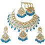 Finekraft Meena Kundan Bridal Wedding Designer Gold Plated Pearls Necklace Jewelry Set