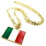 GWOOD Italy Flag Small Pendant Necklace with Figaro Chain 24 Inches Long