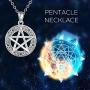 YFN Sterling Silver Pentagram Pentacle Necklace Celtic Star Moon Pendant Wiccan Jewelry Gifts for Women Men