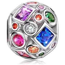 NINAQUEEN 925 Sterling Silver Pandöra Charms Summer Rainbow Birthstone Bead for Pandöra Bracelets Pendant Jewelry Anniversary Valentines Day Birthday Gifts for Women Wife Sisters Daughter