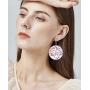 Hanpabum 16pairs African Women Earrings Ethnic Style Dorp Dangle Earring Round Natural Wooden Painted Jewelry