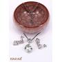 HAZZAR Real 925 Sterling Silver with Natural Green Square-Shape Amethyst and White Cubic-Zirconia Necklace & Dangle Earrings Set