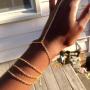 VITORIAS GIFT Women Hand Chain Attached Bangle Jewelry Slave Chain Link Finger Bracelet Jewelry