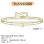 Turandoss Dainty Heart Initial Bracelets for Women, 14K Gold Filled Handmade Personalized Letter Layered Heart Initial Bracelets for Women Girls Jewelry Gifts