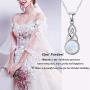 AILAAILA 925 Sterling Silver Natural Moonstone | White Opal Necklace Celtic Knot Cubic Zirconia Pendant with 18 Inch Chain