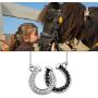 KEYCHIN Lucky Horseshoe Jewellery Horse Lovers Gift Popular Double U-Shaped Black and White Horseshoe U-Shaped Clavicle Necklace for Woman and Girl