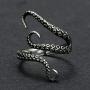 Silver Tone Steampunk Octopus Pirates of the Caribbean Necklace Earring Ring Jewelry Gift Set