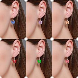 Butterfly Hoop Earrings,Acrylic Colored Earrings Set,Animal Elegant Charm Dangle Drop Huggie Earrings for Women Teen Girls Fashion Jewelry Gifts 6 Pairs