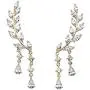 Gold Tone Marquise Cut and Pear Drop Crystal Ear Climber Drop Earrings (43x8mm)