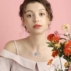Tree of Life Heart Simulated Opal Pendant Necklace, 925 Sterling Silver Jewelry Christmas Birthday Friendship Gifts for Women Forever in My Heart