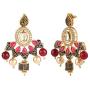 Efulgenz Indian Bollywood Multi Layered Faux Ruby Kundan Pearl Beads Bridal Wedding Floral Necklace Earrings Jewelry Set for Women