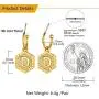 Women Girls Initial Earrings Sterling Silver Post 18K Gold Plated Open Huggie Hoop Earrings with Vintage Hexagon Embossed A-Z 26 Letters Drop Tiny Earrings, Name Style Jewelry,Christmas Gift for Lover