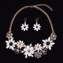 Yuhuan Flower Chunky Statement Necklace Rhinestone Costume Jewelry for Women