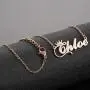 SKQIR Personalized Custom Name Crown Initial Necklace for Women Girls Any Name Bar Pendant Necklaces Jewelry Chain