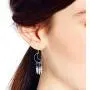 Crescent Moon Outline Chandelier Feathers .925 Sterling Silver Dangle Earrings Crescent Moon Outline Chandelier Feathers .925 Sterling Silver Dangle Earrings