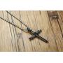 Stainless Steel Nail Cross Pendant Necklace，Mens Punk Jesus Faith Necklace Polished Gold Silver Black 24 Inch