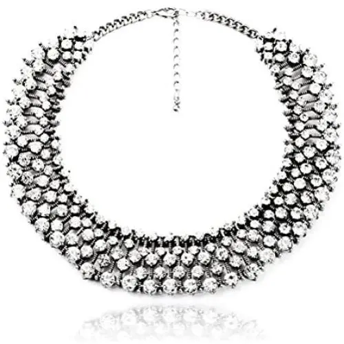 Fun Daisy Grand UK Princess Kate Middleton Hot Silver Tone Rhinestone Fashion Necklace - xl00941-S Fun Daisy Grand UK Princess Kate Middleton Hot Silver Tone Rhinestone Fashion Necklace - xl00941-S