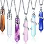 Yaomiao 6 Pieces Hexagonal Natural Crystal Quartz Healing Necklace Crystal Pendant Gemstones Jewelry with 26.8 Inches Stainless Steel Chain for Women Girls Ladies