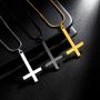 Hipunk Inverted Cross Necklace Mens 316L Stainless Steel Upside Down Cross Pendant 18k Gold/Black Gun Plated Religious Jewelry