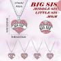 Hicarer 4 Pieces Big Sis Middle Sis Little Sis Mom Crystal Heart Shape Pendant Necklace Set Sister Family Jewelry for Sister Girls Kids