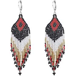 Leverback Dangle Earrings Bohemian Long Tassel Boho Women Girl Color Fringe Drop Handmade Beads Statement