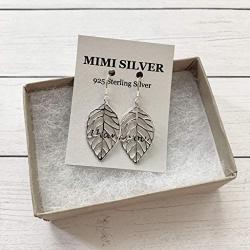 MIMI Sterling Silver Cut Out Leaf Drop Dangle Earrings