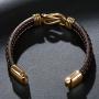 StarLight Mens Woven Leather Cuff Bracelet Fashion Stainless Steel Magnetic Buckle Wristband Punk Personality Bracelet