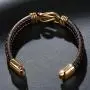 StarLight Mens Woven Leather Cuff Bracelet Fashion Stainless Steel Magnetic Buckle Wristband Punk Personality Bracelet StarLight Mens Woven Leather Cuff Bracelet Fashion Stainless Steel Magnetic Buckle Wristband Punk Personality Bracelet