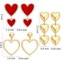 Heart Dangle Earrings Rhinestone Red Heart Stud Earrings Statement Heart Hoop Drop Earrings for Women Girls Valentine Gift