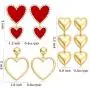 Heart Dangle Earrings Rhinestone Red Heart Stud Earrings Statement Heart Hoop Drop Earrings for Women Girls Valentine Gift