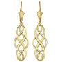 Polished 14k Yellow Gold Celtic Interlace Knot Work Dangle Earrings