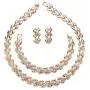 Palm Beach Jewelry Tri-Tone Goldtone Rosetone Silvertone Link Necklace Earring and Bracelet Set (14mm), Fold Over Clasp, 17 inches