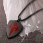 HZMAN Knights Templar Red St. James Cross Shield Stainless Steel Pendant Necklace with 22+2 inch Chain