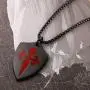HZMAN Knights Templar Red St. James Cross Shield Stainless Steel Pendant Necklace with 22+2 inch Chain HZMAN Knights Templar Red St. James Cross Shield Stainless Steel Pendant Necklace with 22+2 inch Chain