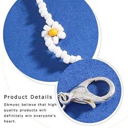 Obmyec Boho Beaded Necklace Daisy Choker Chain Short Sunflower Necklaces Jewelry for Women and Girls (White)