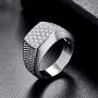 BONLAVIE 10MM Sterling Silver Mens Engagement Ring Twist Rope Round Cubic Zirconia Pave CZ Wedding Ring for Men