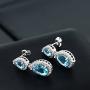 Gem Stone King Beautiful Double Pear Shape Simulated Blue Topaz Cubic Zirconia Dangle Earrings